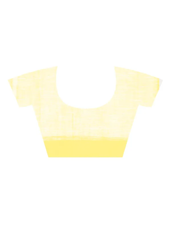 White_And_Yellow_Handloom_Premium_Quality_Khadi_Ball_Saree_With_Running_Blouse