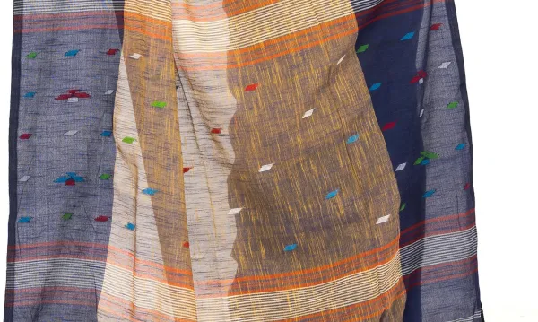 Deep_Brown_&_Blue_Handloom_Premium_Quality_Khadi_Cotton_Saree_for_Women_With_Blouse