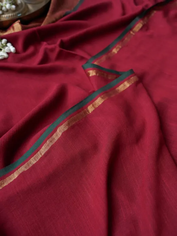 Premium_Qulity_Red_Mul_Cotton_Saree_For_Women