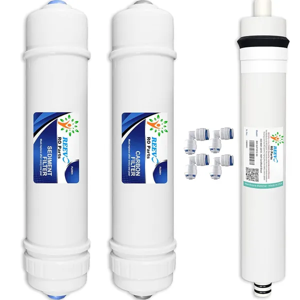 White_80_Gpd_Ro_Membrane_+_Inline_Carbon_&_Sediment_Filters_–_Complete_Water_Purifier_Kit_|_Compatible_With_All_Ro_Systems_|_High_Flow,_Clean_Taste,_Long_Life_(White)