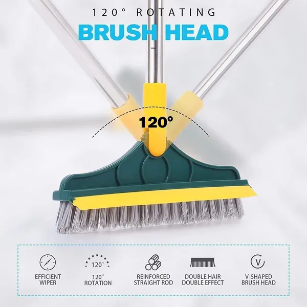 Green_And_Yellow_Floor_Scrub_Brush_With_Wiper,_120°_Rotating_Head,_2-In-1_Bathroom_Cleaning_Brush_With_Long_Handle_(Multicolor)