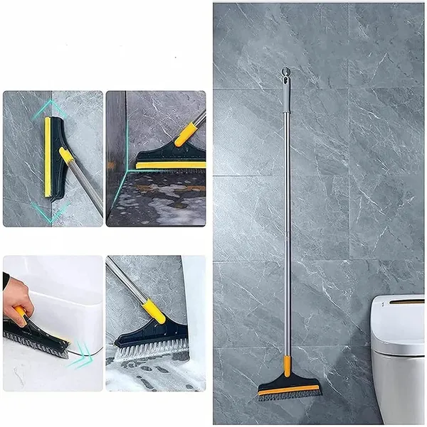 Green_And_Yellow_Floor_Scrub_Brush_With_Wiper,_120°_Rotating_Head,_2-In-1_Bathroom_Cleaning_Brush_With_Long_Handle_(Multicolor)