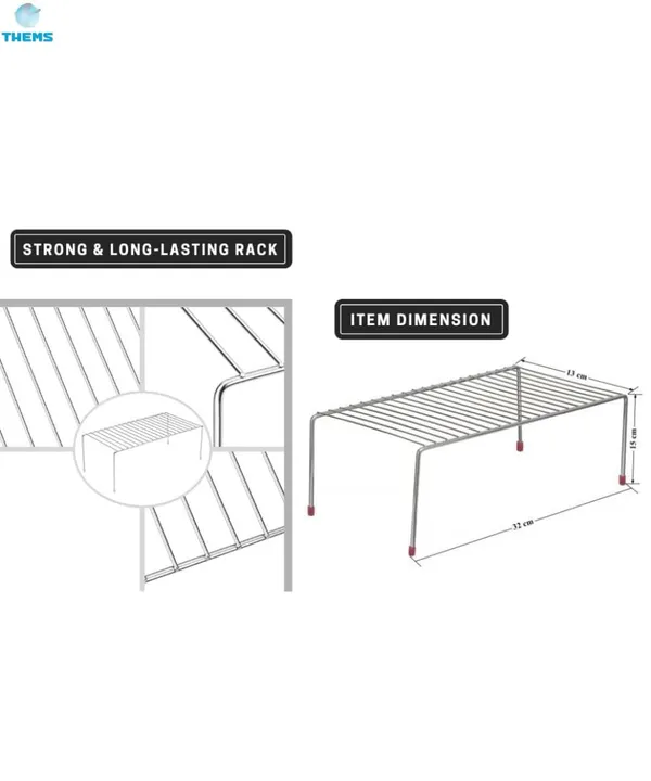 White_2_Pcs_Stainless_Steel_Kitchen_Dish_Rack_Expandable_Storage_Shelves_For_Kitchen_Cabinets_Multipurpose_Organizer_Extend_With_Anti-Rust_Nano_Coating_(Pack_Of_2)_-_Floor_Mount,_Step_Shelf