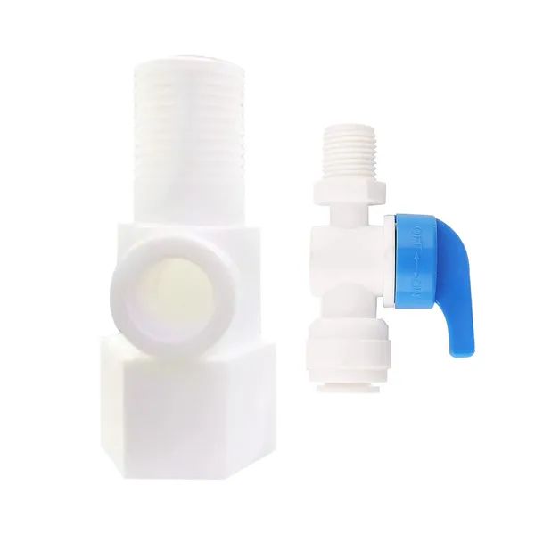 White_Plastic_Inlet_Coupling_+_Valve/Connector_Ro/Uv/Water_Filter_Purifier_1/4"_Size_(D.V.Set),_Rust_Free,_Long_Life,_Use_With_All_Ro