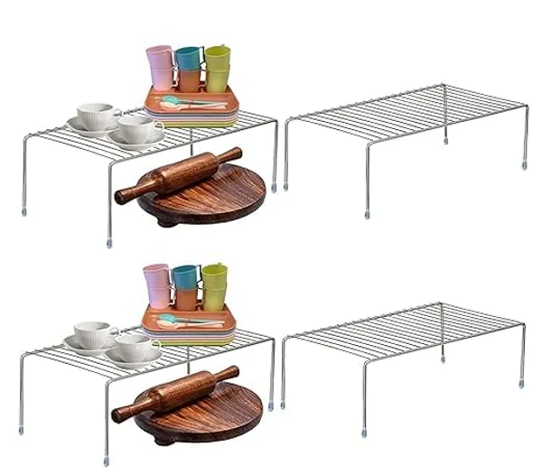 Silver_Stainless_Steel_Dish_Drying_Rack_–_Multi-Purpose_Kitchen_Counter_Organizer,_Space-Saving_Utensil_Holder_For_Plates,_Bowls,_Cups_&_Cutlery,_Rustproof_Dish_Drainer_(Pack_Of_4)