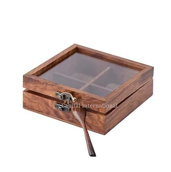 Handcrafted_Wooden_Masala_Box_With_Spice_Organizer_With_Glass_Top_And_Spoon
