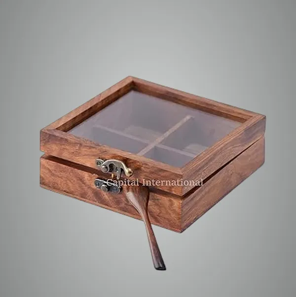 Handcrafted_Wooden_Masala_Box_With_Spice_Organizer_With_Glass_Top_And_Spoon
