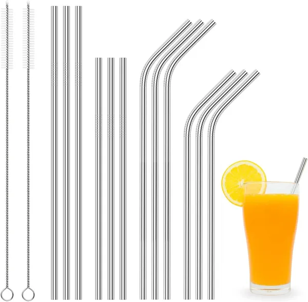 Eco_Friendly_Stainless_Steel_Straws_With_Cleaning_Brush_And_Carrying_Case_Reusable_And_Durable_For_Smoothies_Drinks