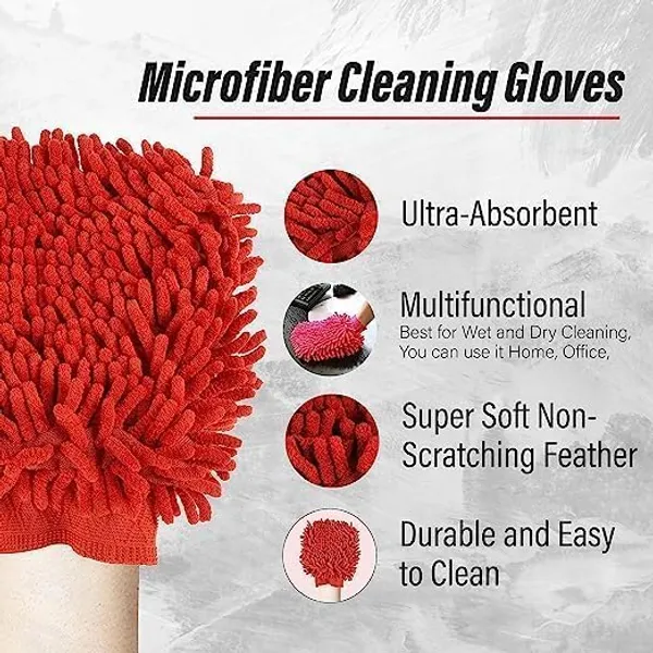 Microfiber_Wash_Mitt_Cleaning_Gloves_Super_Soft_Single_Sided_Chenille_Duster