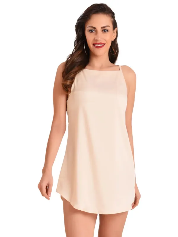 Beige_Women’s_Dress_Casual_Mini_Dress_Sleeveless_Halter_Neck_Beach_Sundress