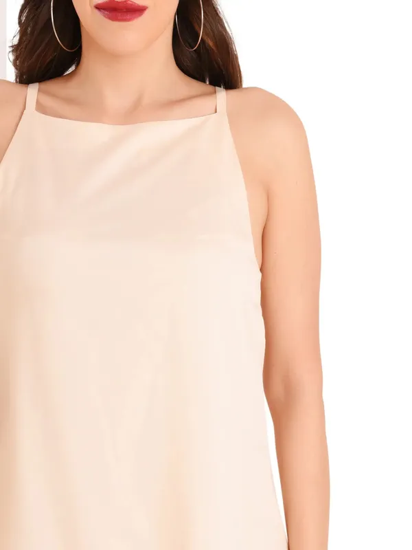 Beige_Women’s_Dress_Casual_Mini_Dress_Sleeveless_Halter_Neck_Beach_Sundress