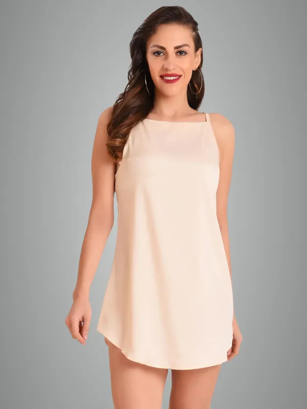 Beige_Women’s_Dress_Casual_Mini_Dress_Sleeveless_Halter_Neck_Beach_Sundress