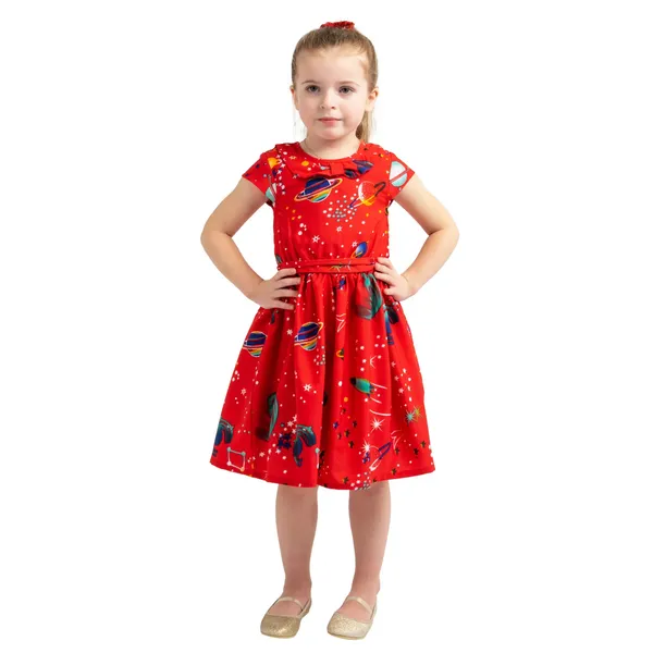 Red_Baby_Girls_Casual_Dress_Shoulder_Collar_Kids_Summer_Party_Half_Sleeves_Dresses