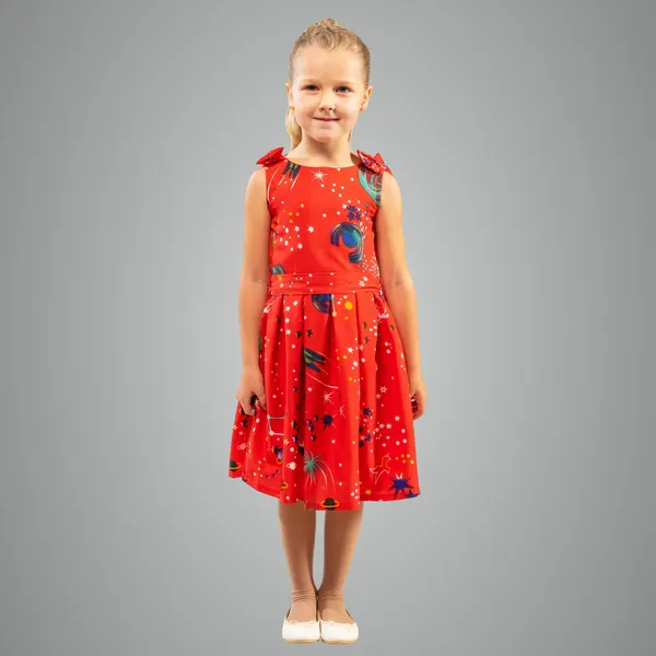 Red_Baby_Girls_Casual_Dress_Shoulder_Bow_Kids_Summer_Party_Sleeveless_Dresses