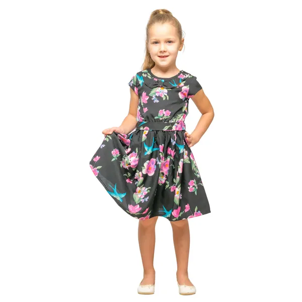 Black_Baby_Girls_Casual_Dress_Shoulder_Collar_Kids_Summer_Party_Half_Sleeves_Dresses