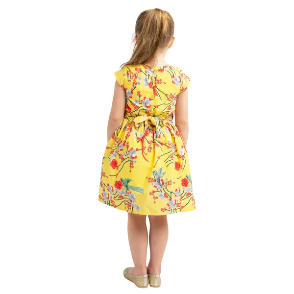 Yellow_Baby_Girls_Casual_Dress_Shoulder_Collar_Kids_Summer_Party_Half_Sleeves_Dresses