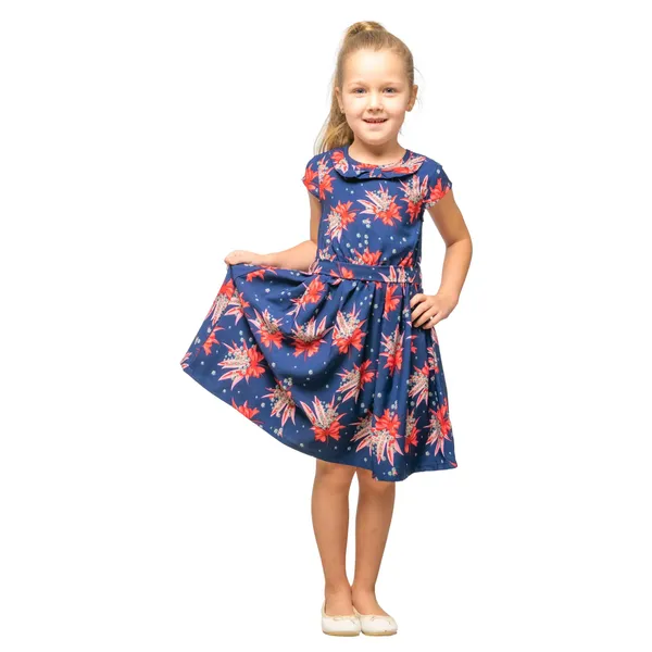 Navy_Baby_Girls_Casual_Dress_Shoulder_Collar_Kids_Summer_Party_Half_Sleeves_Dresses
