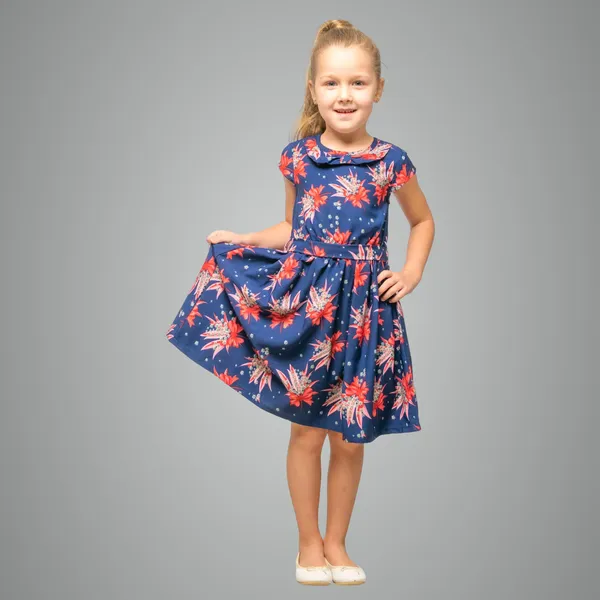 Navy_Baby_Girls_Casual_Dress_Shoulder_Collar_Kids_Summer_Party_Half_Sleeves_Dresses