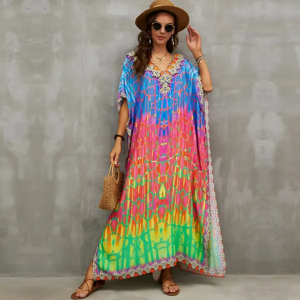 Kaftan_Summer_Dresses,_Braided_V-Neck_-_Tropical