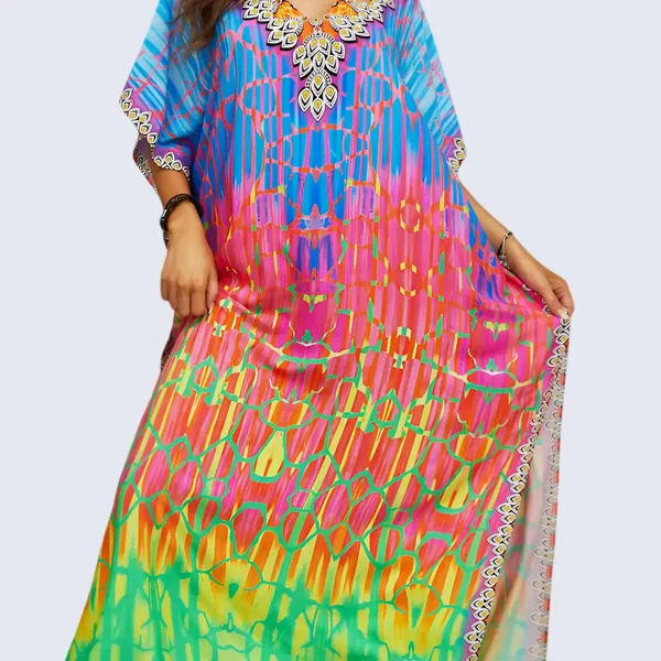 Kaftan_Summer_Dresses,_Braided_V-Neck_-_Tropical