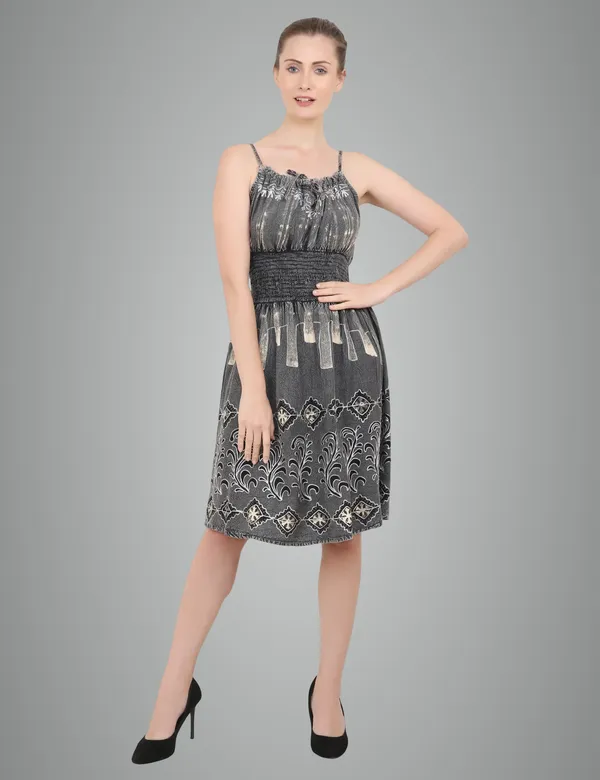 Black_100%_Viscose_Midi_Dresses_For_Women