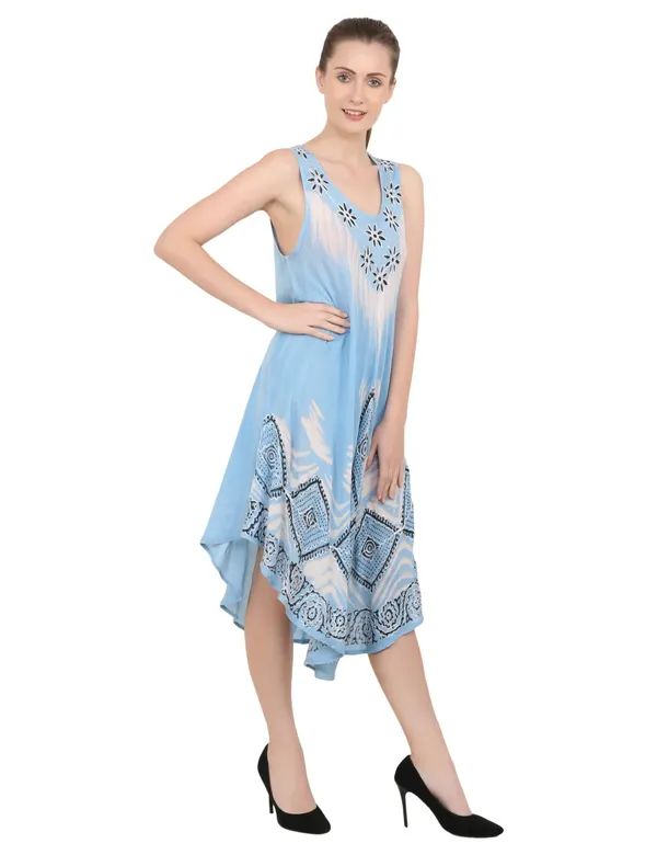 Blue_100%_Viscose_Midi_Dresses_For_Women