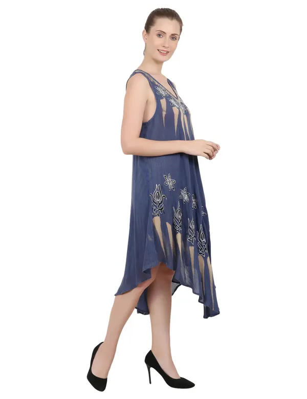 Navy_100%_Viscose_Midi_Dresses_For_Women