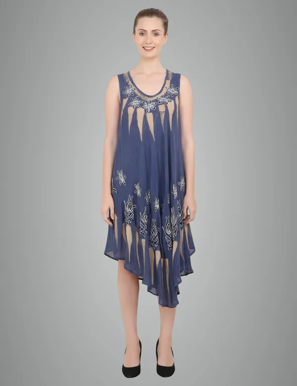 Navy_100%_Viscose_Midi_Dresses_For_Women