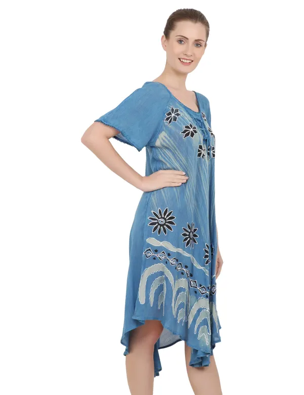 Blue_100%_Viscose_Midi_Dresses_For_Women