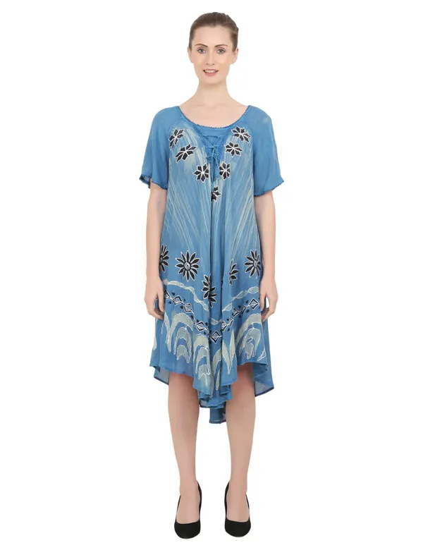 Blue_100%_Viscose_Midi_Dresses_For_Women