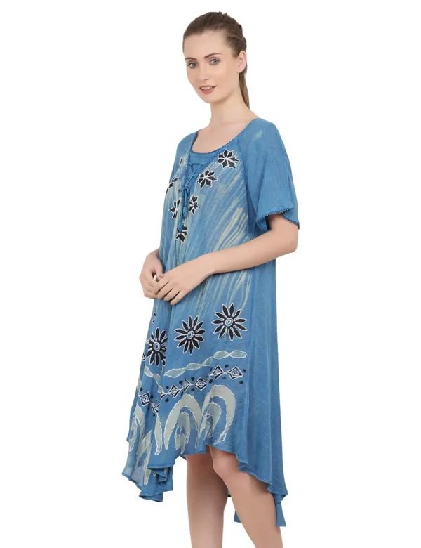 Blue_100%_Viscose_Midi_Dresses_For_Women