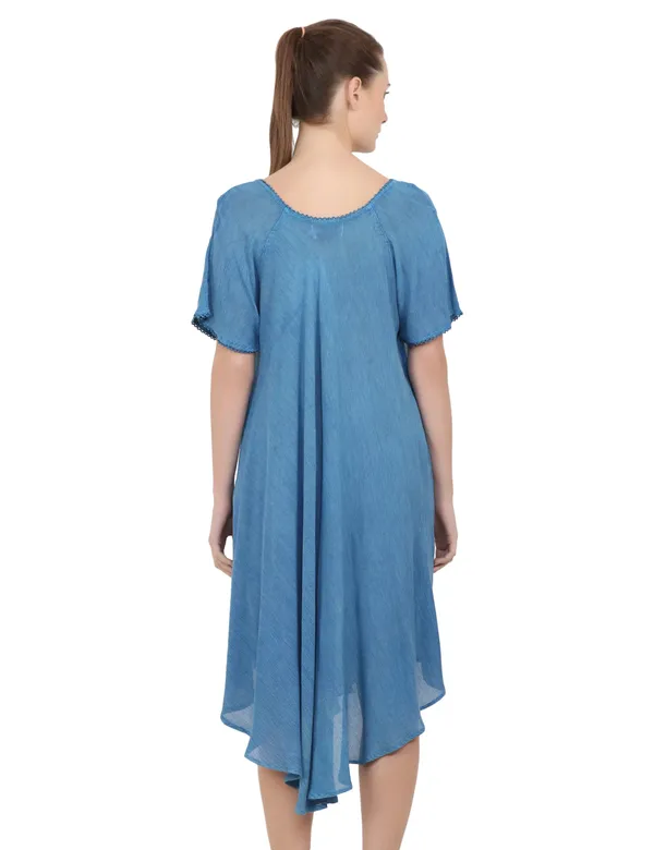 Blue_100%_Viscose_Midi_Dresses_For_Women