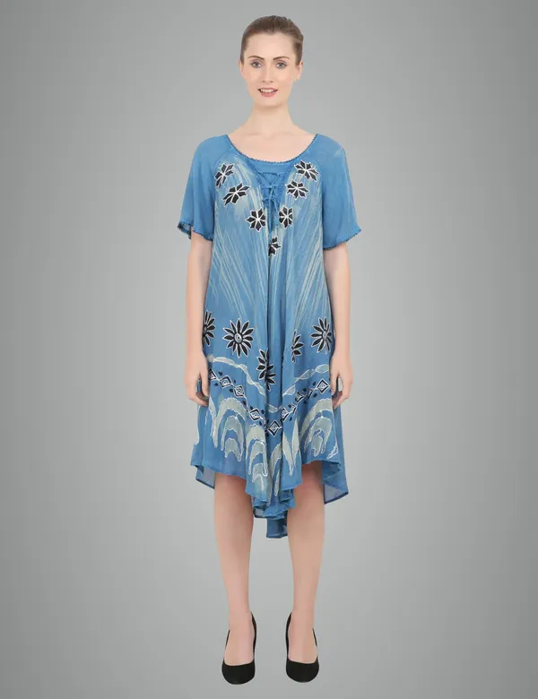 Blue_100%_Viscose_Midi_Dresses_For_Women