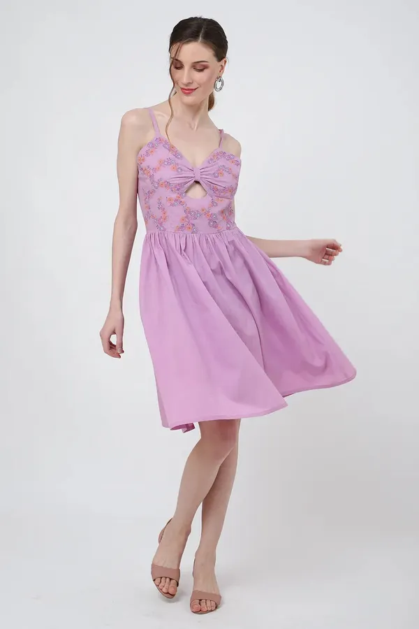 Lilac_100%_Cotton_Midi_Dresses_For_Women
