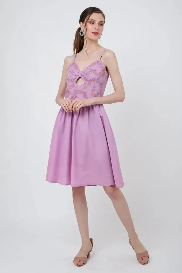 Lilac_100%_Cotton_Midi_Dresses_For_Women