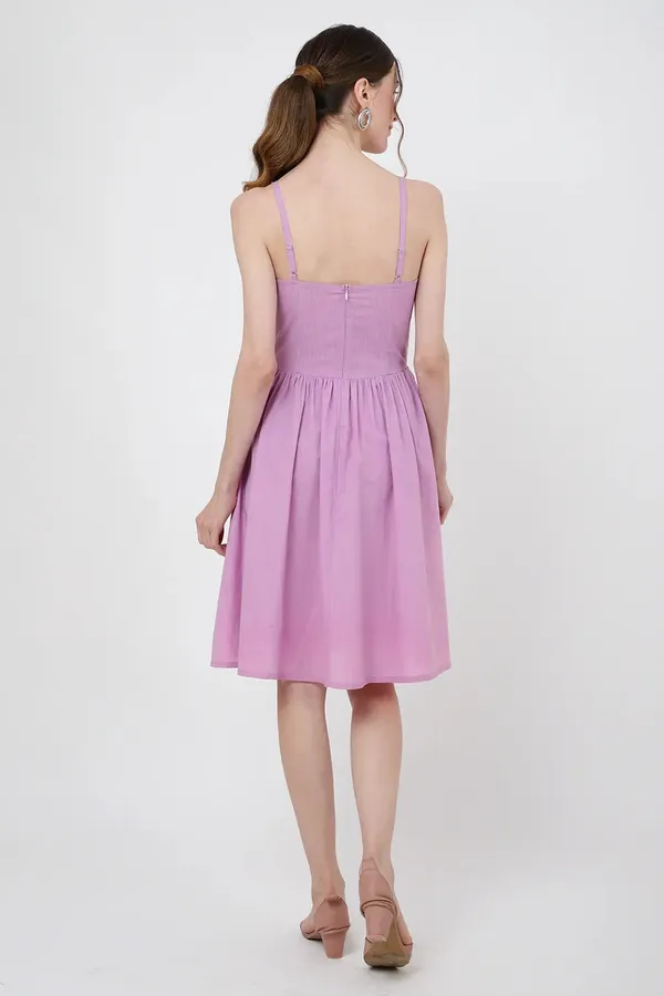 Lilac_100%_Cotton_Midi_Dresses_For_Women