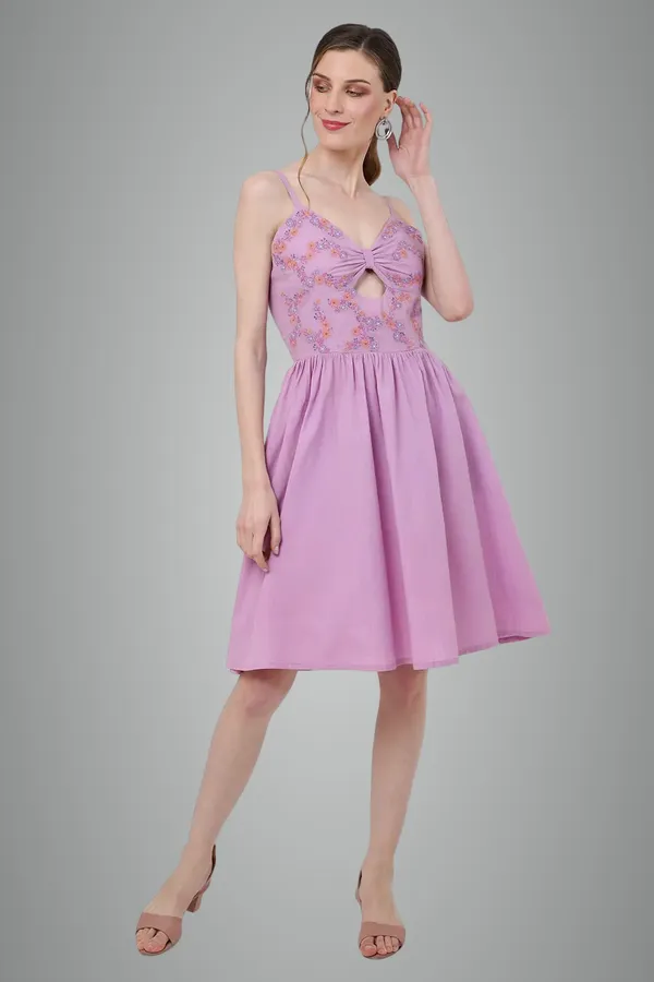 Lilac_100%_Cotton_Midi_Dresses_For_Women
