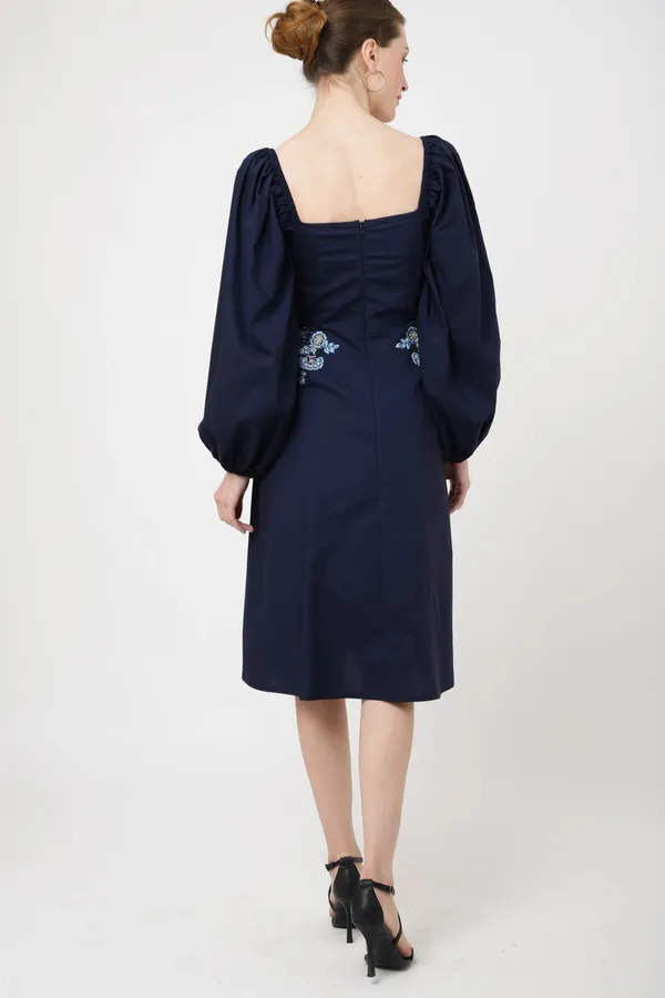 Blue_Poplin_Midi_Dresses_For_Women