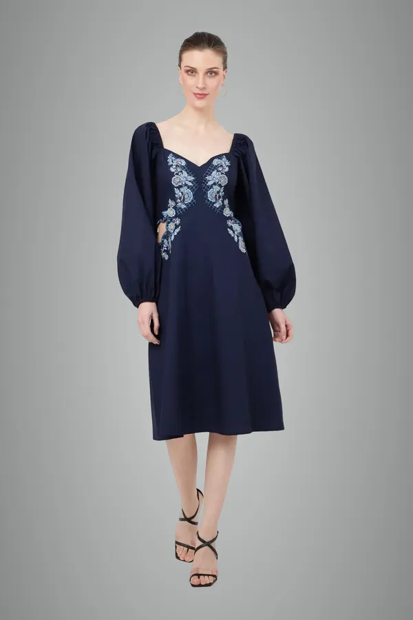 Blue_Poplin_Midi_Dresses_For_Women