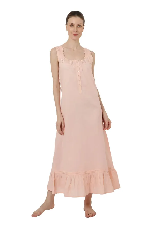 Peach_100%_Cotton_Night_Dresses_For_Women