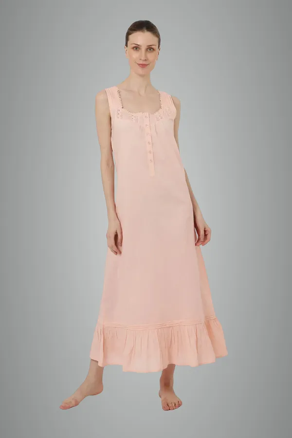 Peach_100%_Cotton_Night_Dresses_For_Women
