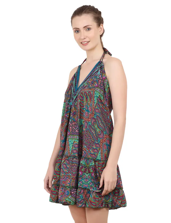 Green_100%_Polyester_Casual_Dresses_For_Women