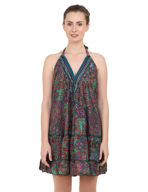 Green_100%_Polyester_Casual_Dresses_For_Women