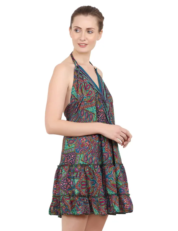 Green_100%_Polyester_Casual_Dresses_For_Women