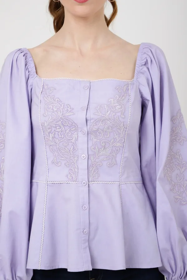 Peplum_Top_with_Square_Neckline,_Lace_Inserts_Embroidery_Tonal_Colors_Centre_Front_Button_Opening_for_Women
