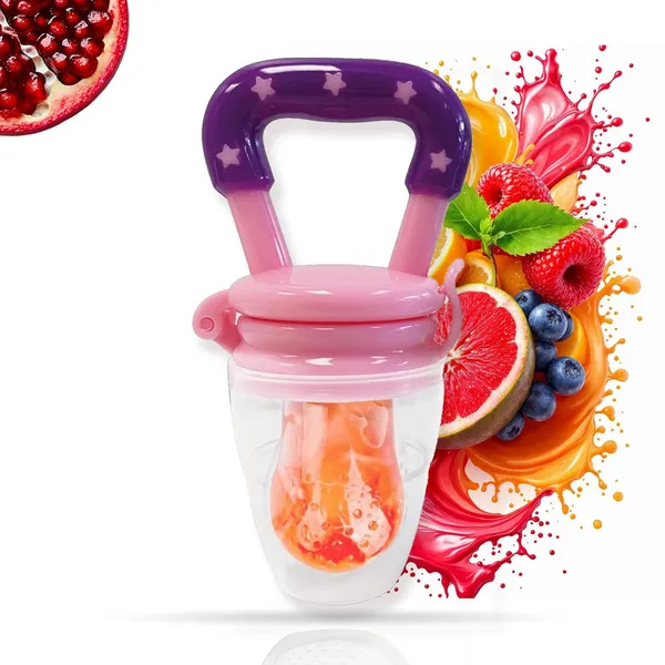 BUNNIES_Baby_Baby_Fruit_Feeder_–_Silicone_Food_&_Fruit_Nibbler_with_Extra_Mesh,_Soft_Pacifier_Feeder_&_Teether_for_Infants,_Bunny_Design_(random_color)
