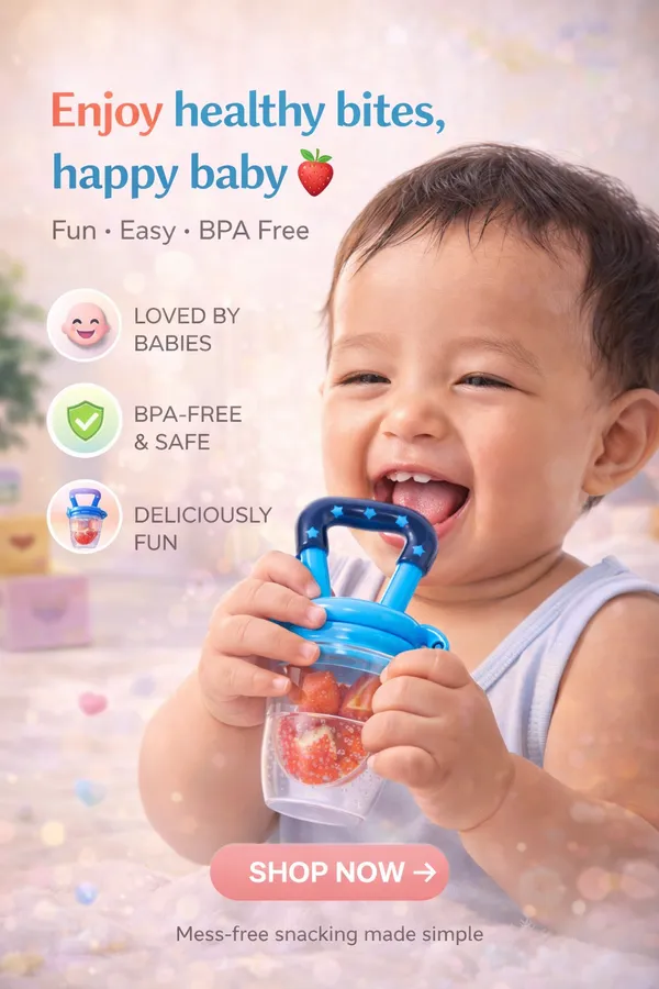 BUNNIES_Baby_Baby_Fruit_Feeder_–_Silicone_Food_&_Fruit_Nibbler_with_Extra_Mesh,_Soft_Pacifier_Feeder_&_Teether_for_Infants,_Bunny_Design_(random_color)
