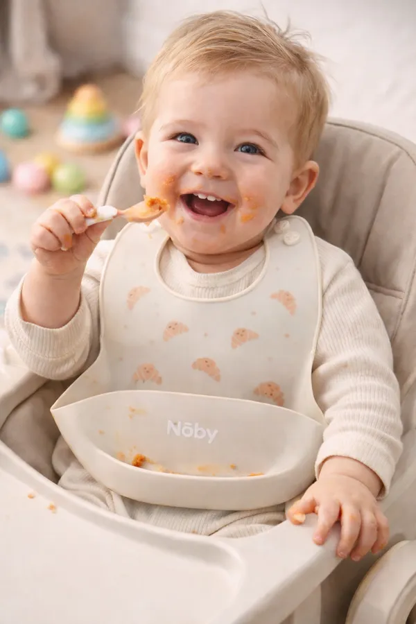 BUNNIES_Waterproof_Silicone_Baby_Bib_for_Feeding_&_Weaning,_Adjustable_Neckline_with_Buttons,_BPA_Free,_Washable_&_Reusable,_6-36_Months,_Soft,_Mess_Proof_Baby_Feeding_Bib,_Odourless_(Random_color_design)