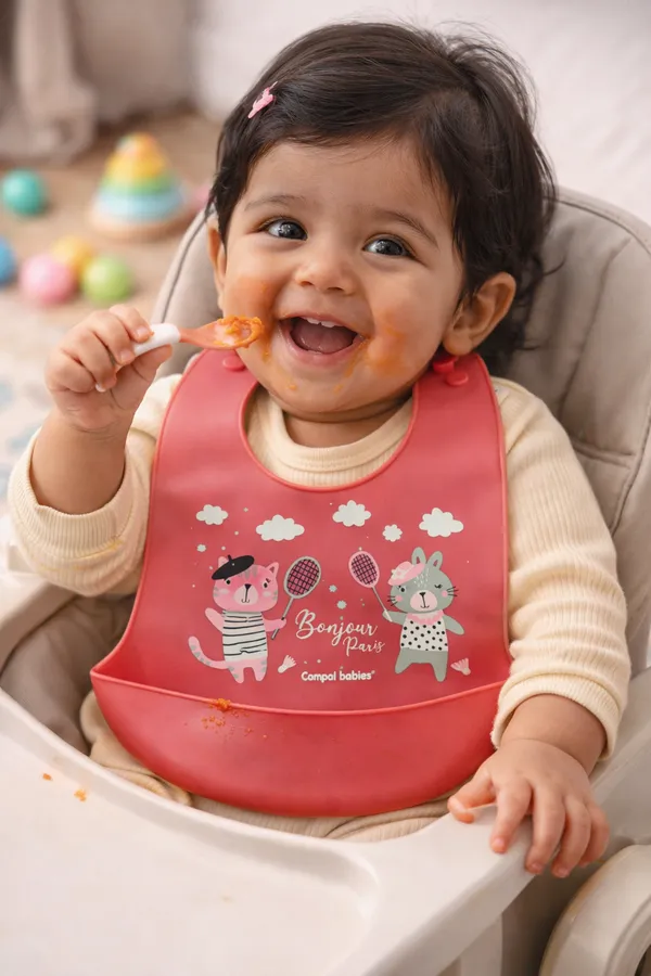 BUNNIES_Waterproof_Silicone_Baby_Bib_for_Feeding_&_Weaning,_Adjustable_Neckline_with_Buttons,_BPA_Free,_Washable_&_Reusable,_6-36_Months,_Soft,_Mess_Proof_Baby_Feeding_Bib,_Odourless_(Random_color_design)