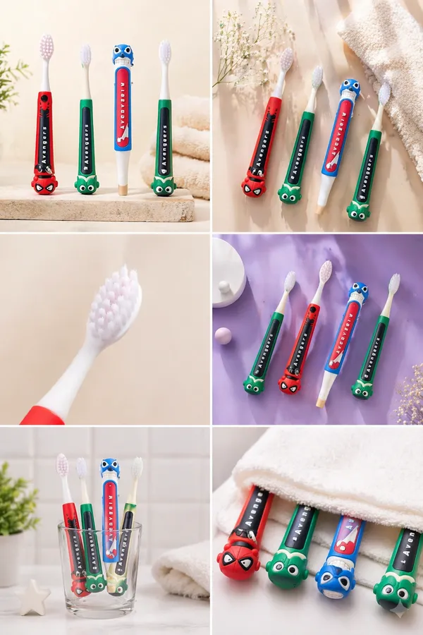 Bunnies_Kids_Toothbrush_Cartoon_Design_(_pack_of_1_),_Ultra_Soft_Manual_Toothbrush_for_Toddlers_and_Children_3-12_Years,_Extra_Microfiber_Bristles_for_Gentle_Cleaning,_Boys_and_Girls_Toothbrush_with_Non-Slip_Comfortable_Handle_(Spiderman)